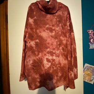 Zenana light weight turtleneck sweater marbled burgundy/white 3X new